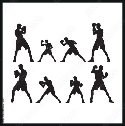 Boxing silhouette, Man boxers silhouettes