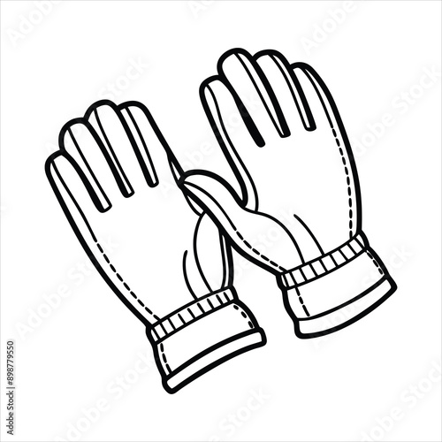 Gloves line art vector © Shajamal