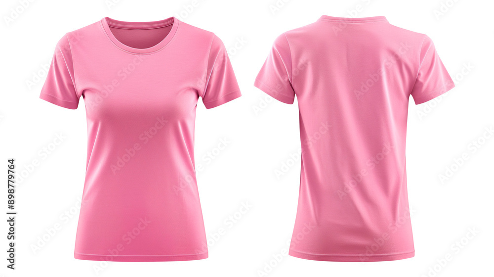 Pink blank t shirt template from two sides isolated on transparent white background, clipping path Pink blank t shirt template from two sides isolated on transparent white background, clipping path