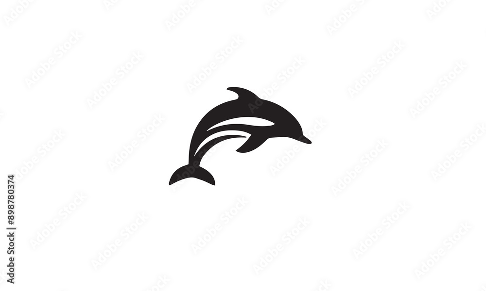 Naklejka premium Dolphin logo black simple line art on white background
