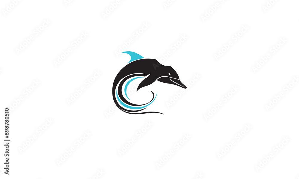 Dolphin logo black simple line art on white background Dolphin logo black simple line art on white background