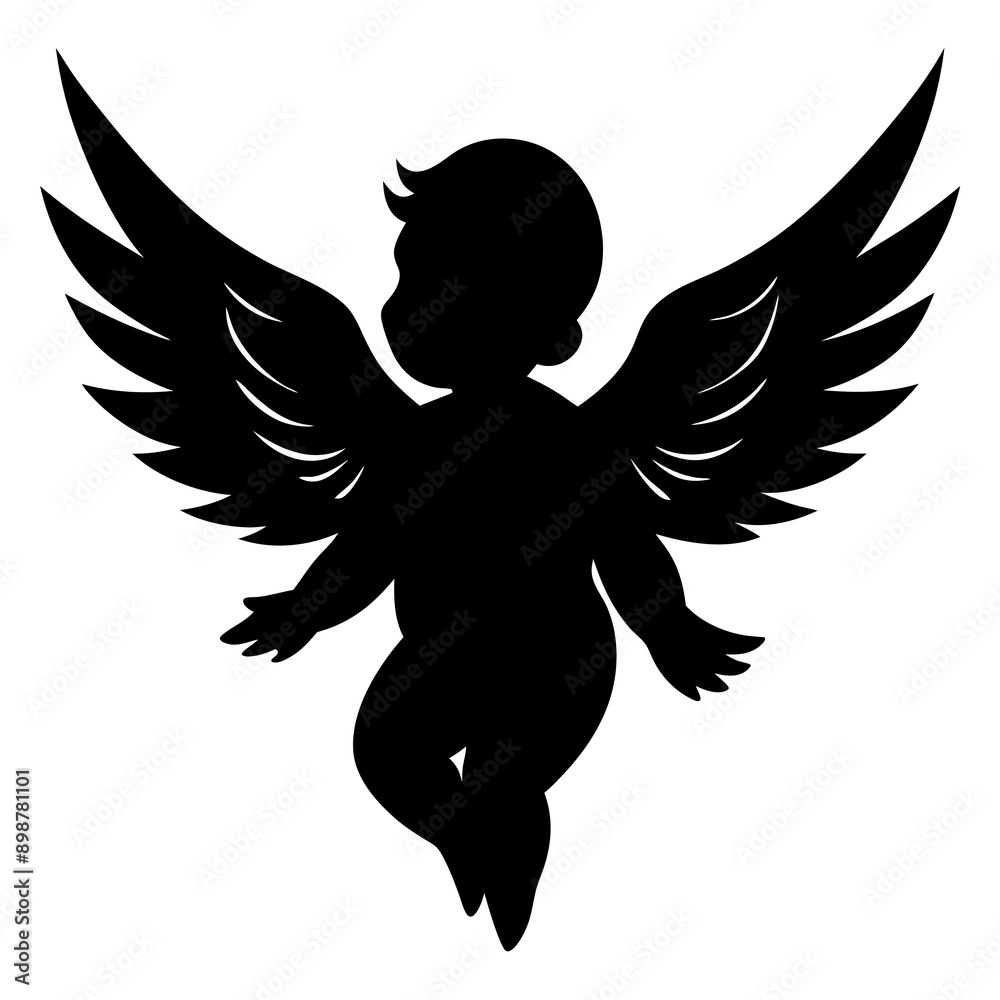 Baby angel silhouette vector illustration Baby angel silhouette vector illustration