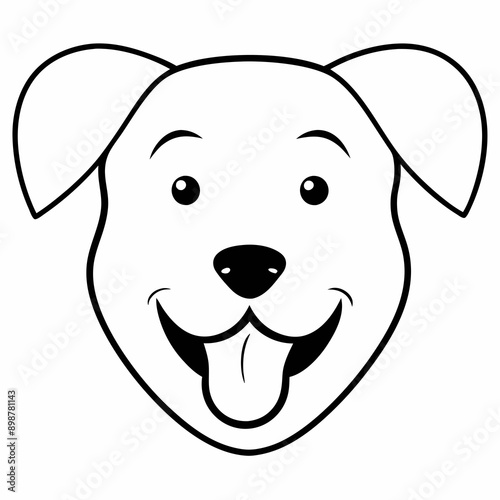 Happy face dog head vector art illustration