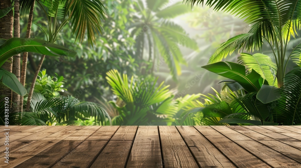 Tropical Jungle with Wooden Platform Tropical Jungle with Wooden Platform