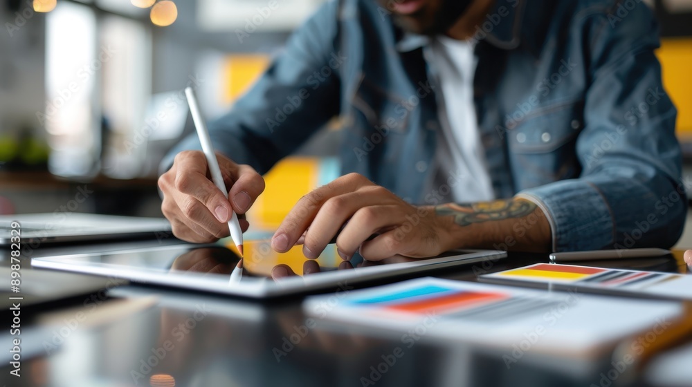 Creative Student Using Tablet for Digital Art in Tech Extracurricular Activity Creative Student Using Tablet for Digital Art in Tech Extracurricular Activity