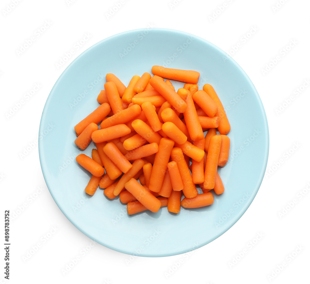 Baby carrots isolated on white, top view Baby carrots isolated on white, top view