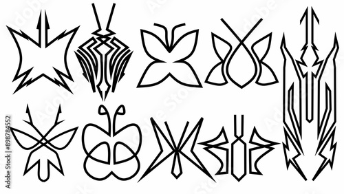 Y2k neotribal aesthetic butterfly tattoo. Gothic tribal tattoo design vector illustration