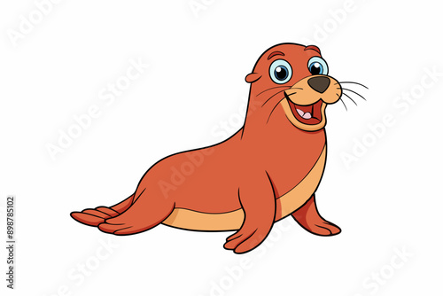 Funny Sea Lion Vector Illustration, Cartoons, Clipart, and Line Art Design, Funny Sea Lion vector illustration, cartoons, clipart, and line art design on a white background.