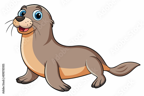 Funny Sea Lion Vector Illustration, Cartoons, Clipart, and Line Art Design, Funny Sea Lion vector illustration, cartoons, clipart, and line art design on a white background.