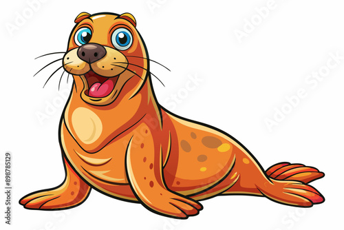 Funny Sea Lion Vector Illustration, Cartoons, Clipart, and Line Art Design, Funny Sea Lion vector illustration, cartoons, clipart, and line art design on a white background.