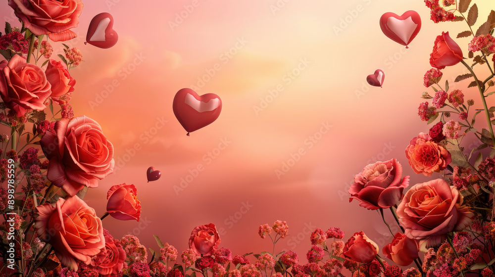 Sunset Romance: Hearts and Roses in Bloom Sunset Romance: Hearts and Roses in Bloom