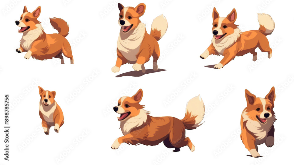 collection of dogs white background