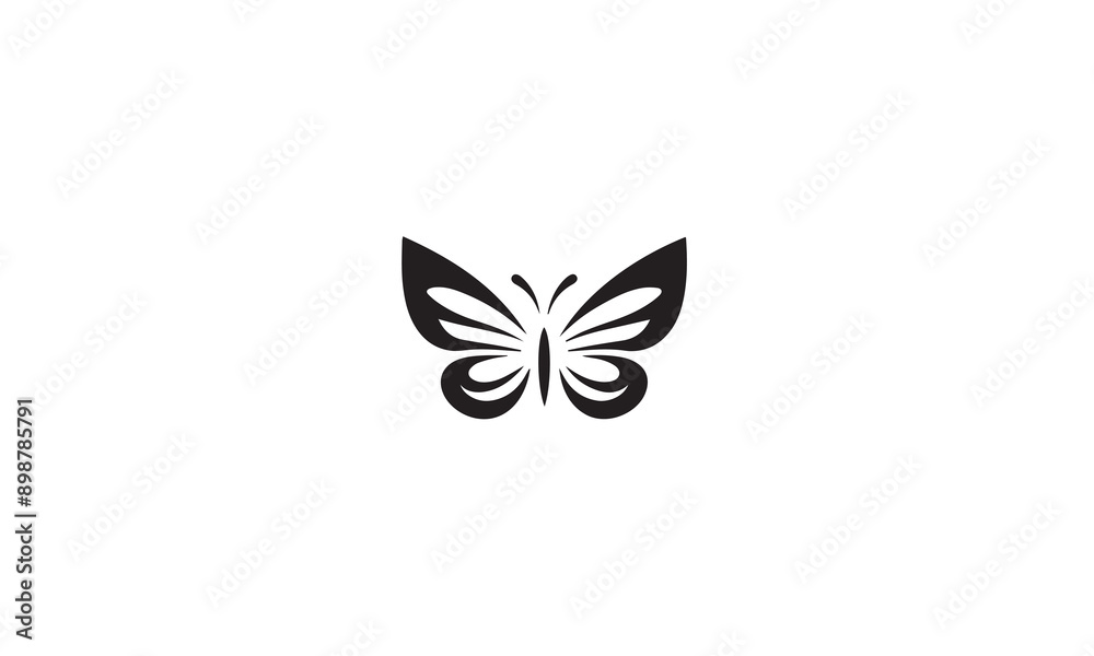 fly butterfly logo black simple line art on white background fly butterfly logo black simple line art on white background