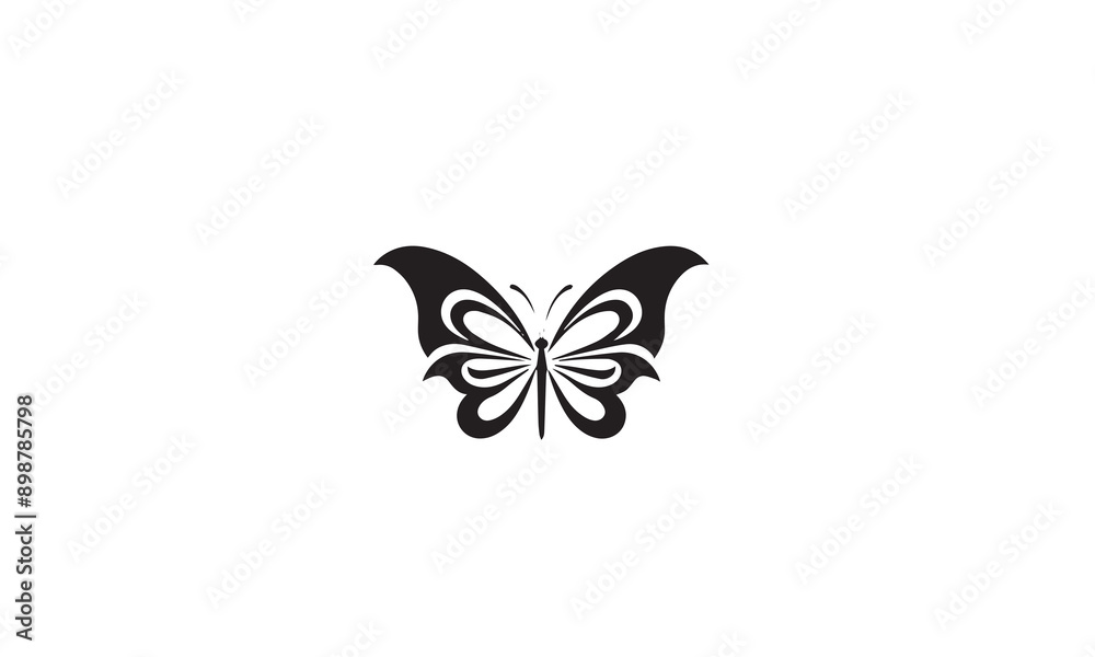 fly butterfly logo black simple line art on white background fly butterfly logo black simple line art on white background