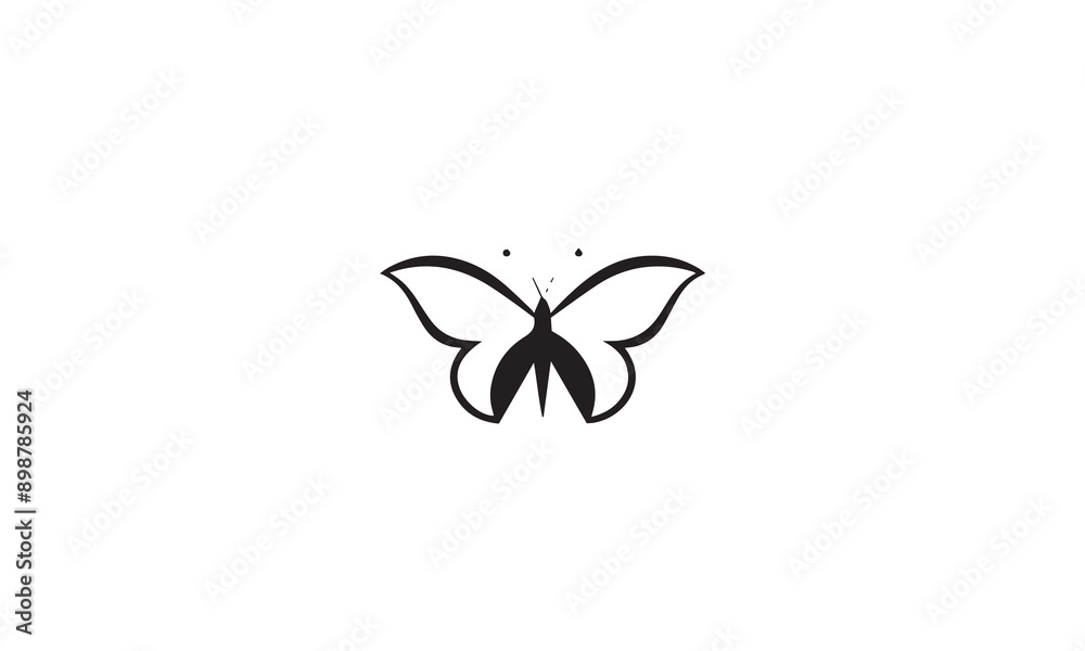fly butterfly logo black simple line art on white background fly butterfly logo black simple line art on white background