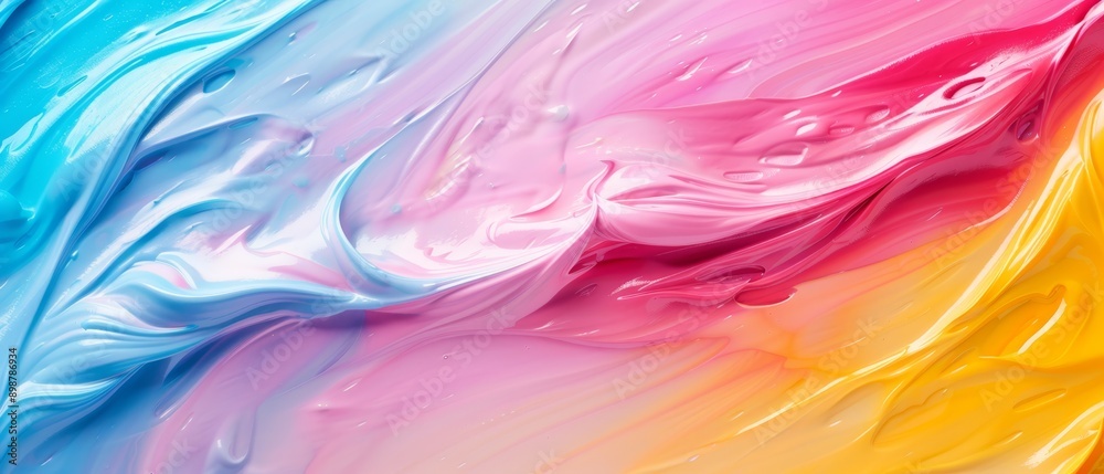 A tight shot of a multicolored wallpaper featuring water droplets at its base A tight shot of a multicolored wallpaper featuring water droplets at its base