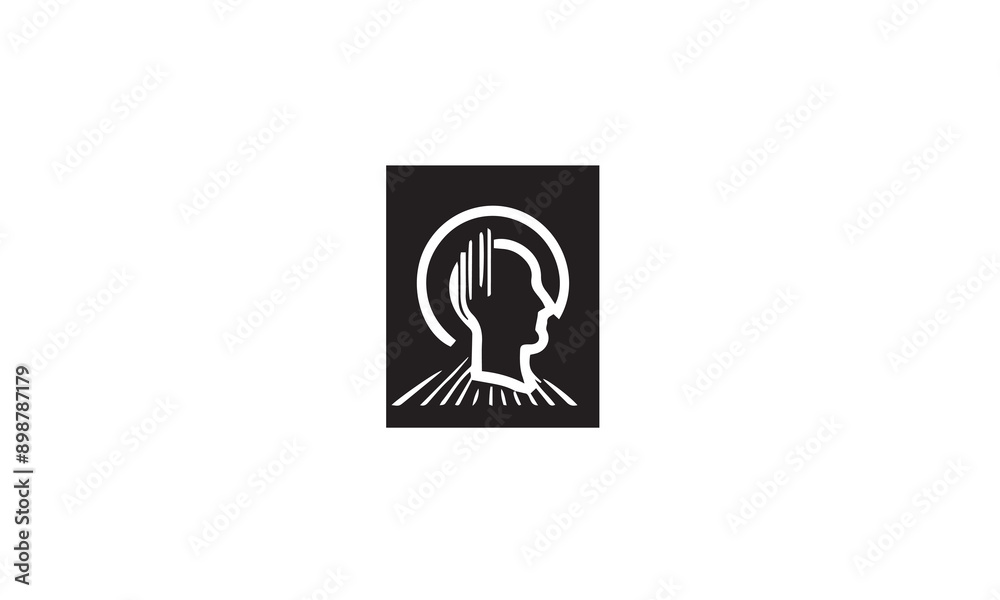 Obraz premium Memory refresh black flat icon, vector sign, Head and reload on white background