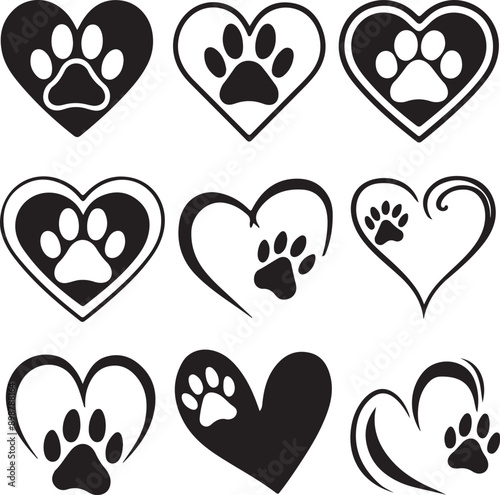 Dog Paw Prints Vector Set