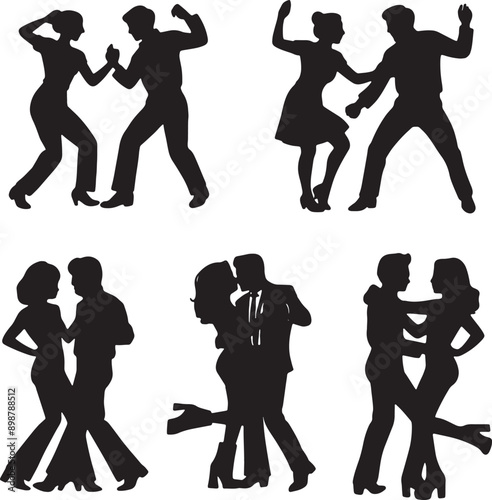 Couples Dancing Silhouette Set