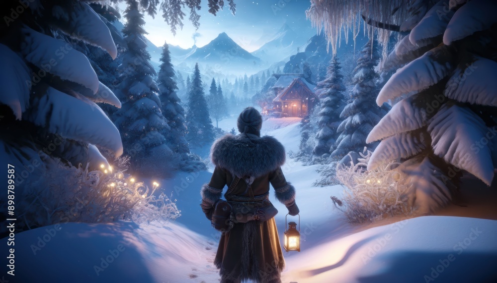 Fototapeta premium Video game scenes with detailed environments and heroic characters