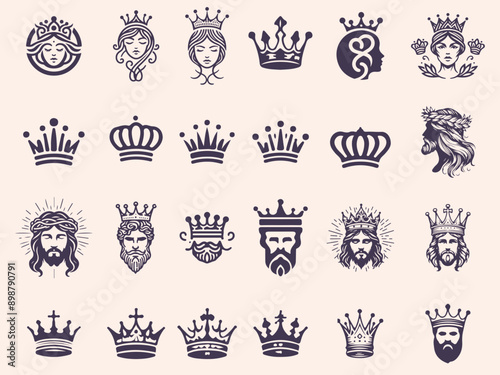 Royal Vintage Crown kings, Retro Crown Vector Illustration.