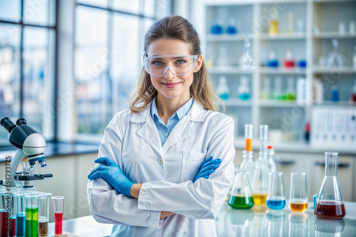 Confident Female Scientist in Modern Laboratory Setting