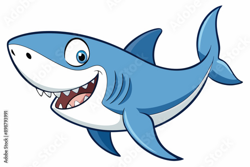 Funny Shark Vector Illustration, Cartoons, Clipart, and Line Art Design on White Background, Cute and funny shark illustration in vector, cartoon, clipart, and line art design on white background.