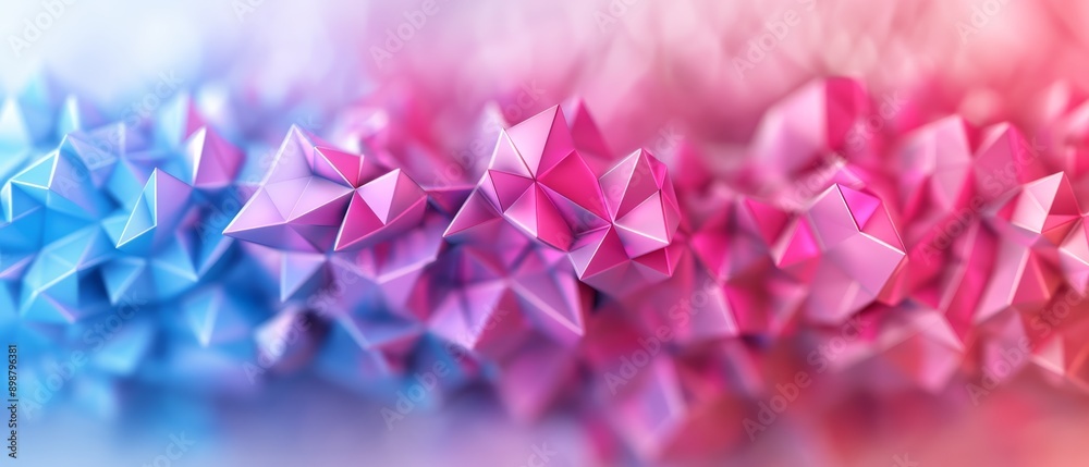 A collection of pink and blue origami figures against a softly blurred backdrop of pink and blue A collection of pink and blue origami figures against a softly blurred backdrop of pink and blue