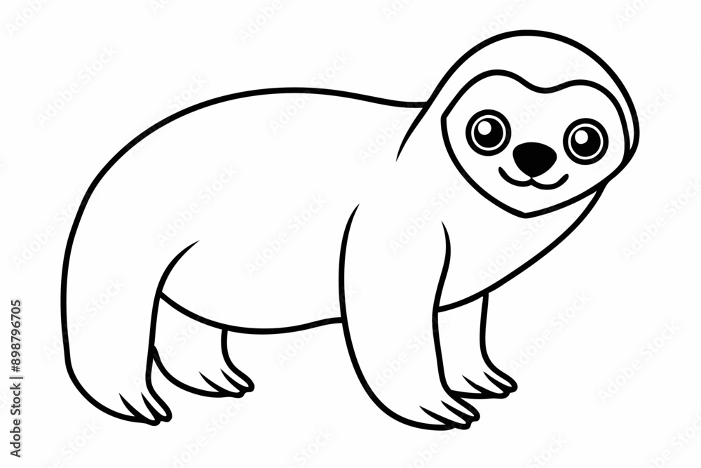 Funny Sloth Vector Illustration Cartoon Clipart Line Art Design, Funny sloth illustration with white background, perfect for vector, cartoon, clipart, and line art designs
