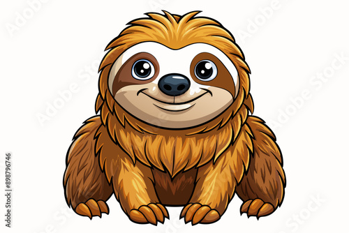 Funny Sloth Vector Illustration Cartoon Clipart Line Art Design, Funny sloth illustration with white background, perfect for vector, cartoon, clipart, and line art designs