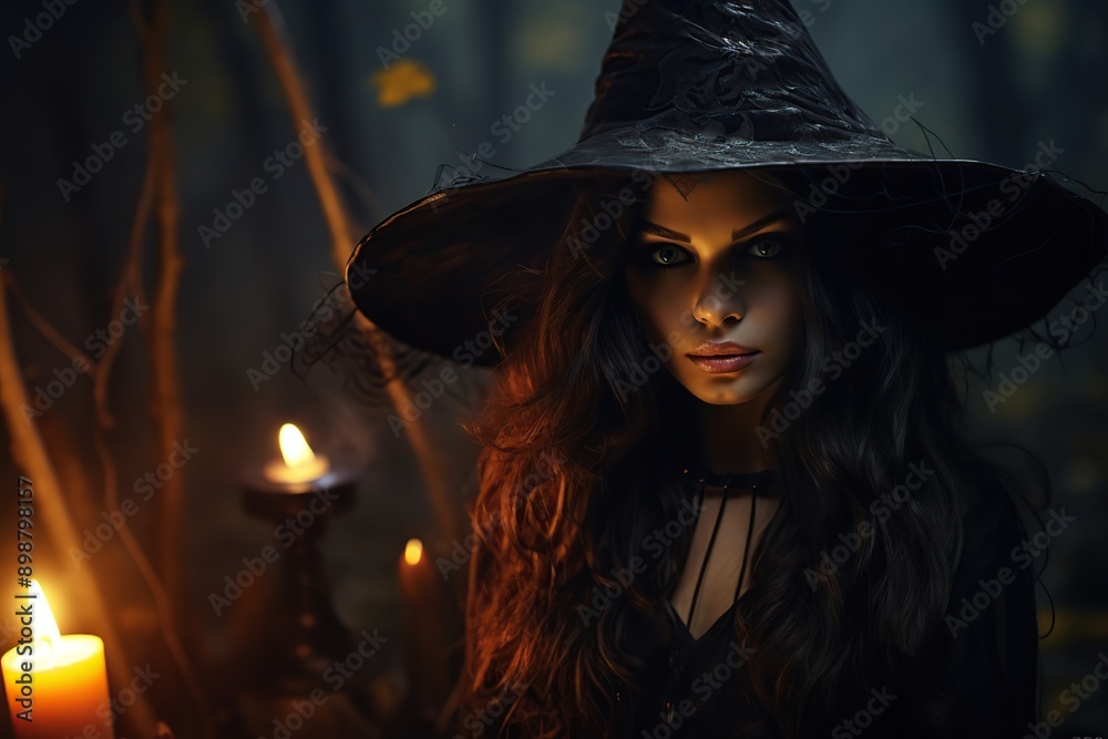 Portrait of young woman in halloween costume on dark background Portrait of young woman in halloween costume on dark background