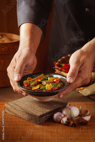 Sweet and sour cucumber strips, a local specialty of Northeast China