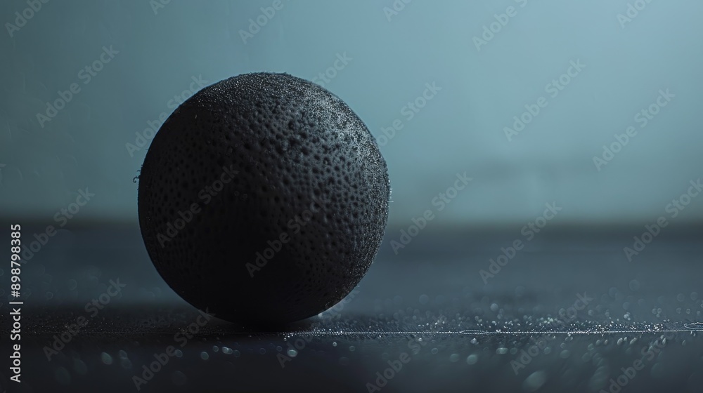 Close-up of a black textured ball on a dark surface Close-up of a black textured ball on a dark surface