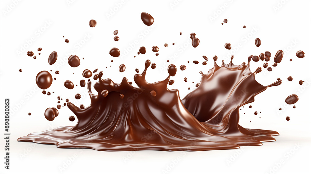 Realistic liquid brown chocolate wave splash on white background Realistic liquid brown chocolate wave splash on white background