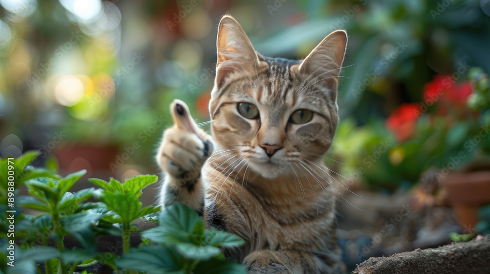 cat showing thumb up cat showing thumb up