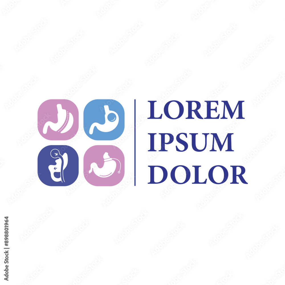 Adjustable Gastric Band, Roux-en-Y Gastric Bypass, Gastric Balloon, Laparoscopic Sleeve Gastrectomy, Weight Loss Surgery vector Illustration logo icon Adjustable Gastric Band, Roux-en-Y Gastric Bypass, Gastric Balloon, Laparoscopic Sleeve Gastrectomy, Weight Loss Surgery vector Illustration logo icon