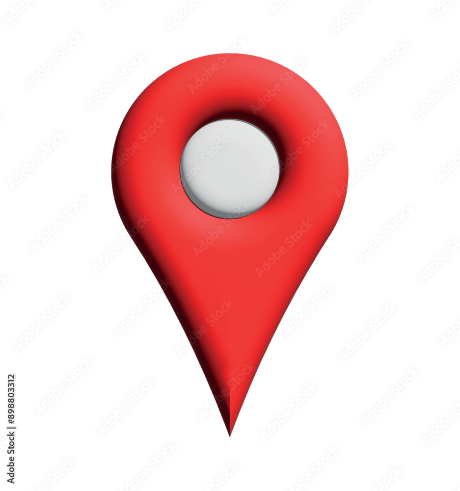 3D Red Location Icon: Pin Point Location Pointer Symbol 3D Red Location Icon: Pin Point Location Pointer Symbol