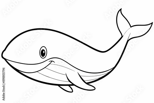 Funny Whale Vector Illustration, Cartoon Clipart And Line Art Design, Funny whale vector illustration with white background, ideal for cartoons and clipart