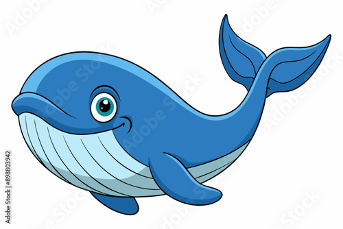 Funny Whale Vector Illustration, Cartoon Clipart And Line Art Design, Funny whale vector illustration with white background, ideal for cartoons and clipart