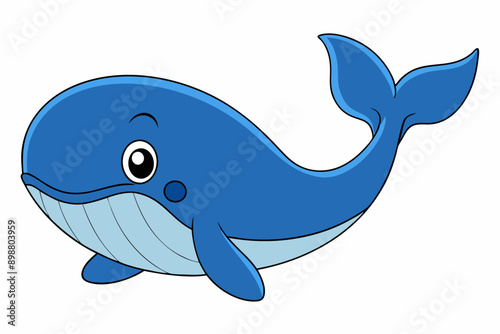 Funny Whale Vector Illustration, Cartoon Clipart And Line Art Design, Funny whale vector illustration with white background, ideal for cartoons and clipart
