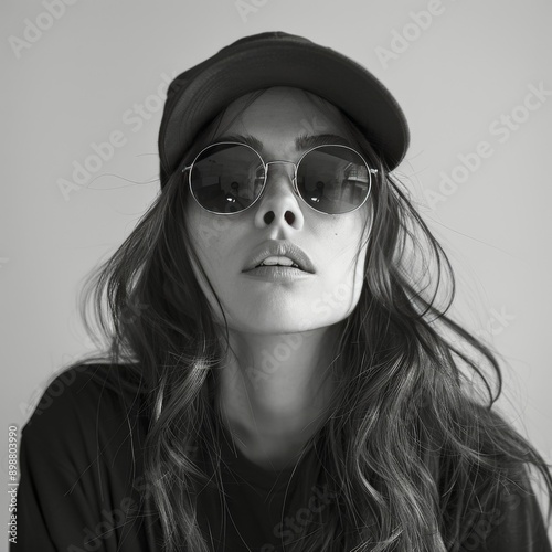 Woman Wearing Sunglasses and Hat
