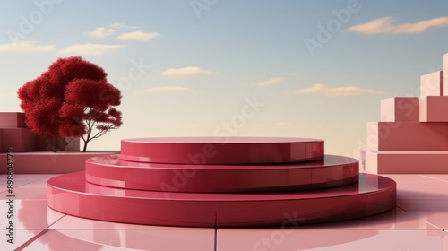 Potted Plant on Red Table