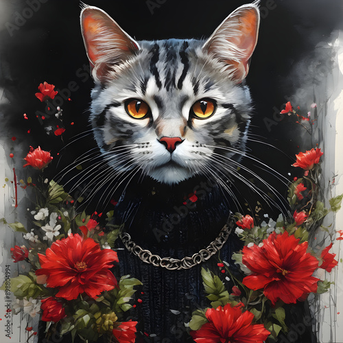 The anthropomorphic cat was a sight to behold, with a face so perfect it was almost surreal. The intricate pose it struck showcased a sharpness and grace that was nothing short of mesmerizing. The bla