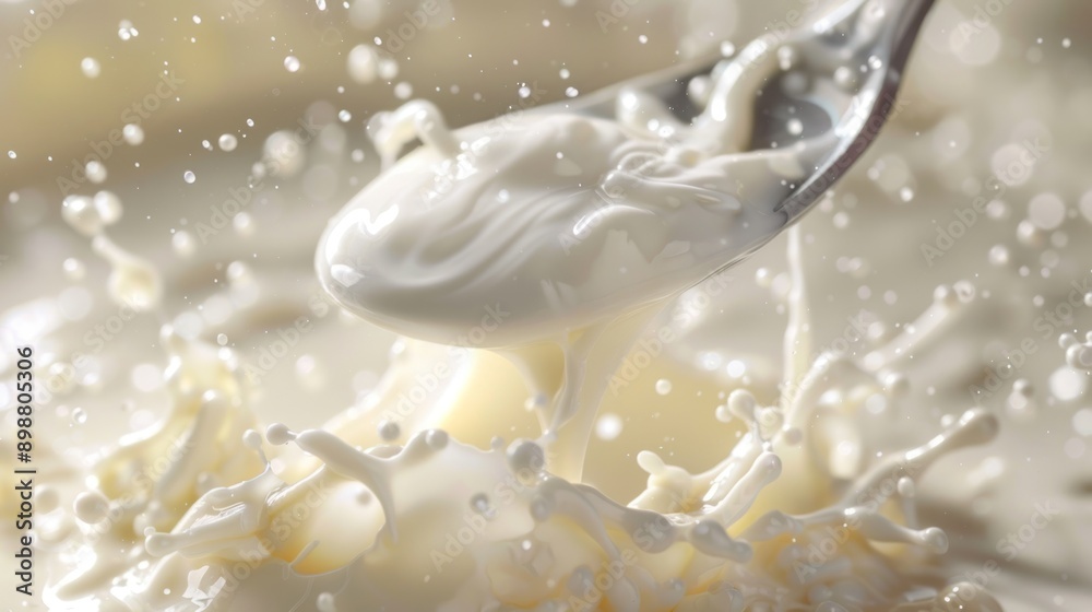 Milk Splash with Spoon