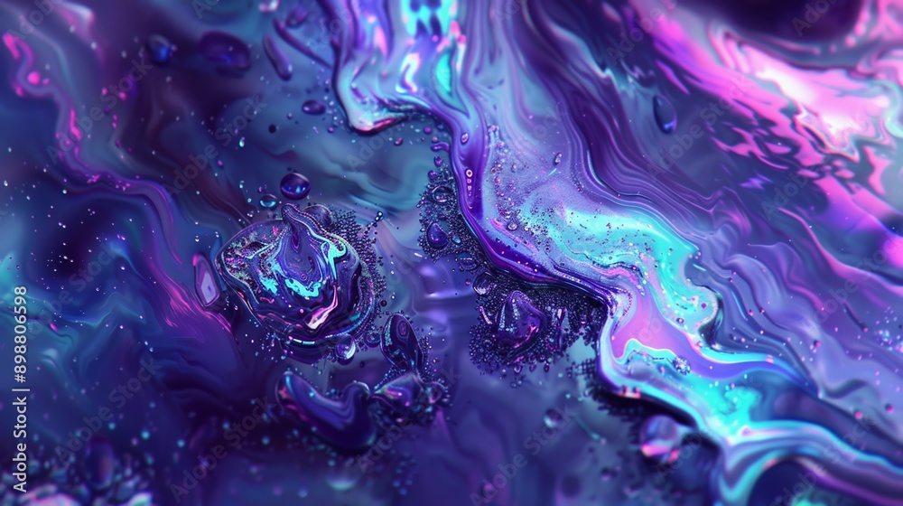 Colorful shapes and bubbles created by an oily substance in an abstract background Colorful shapes and bubbles created by an oily substance in an abstract background