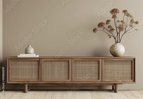 Wooden Bench With Vase and Books