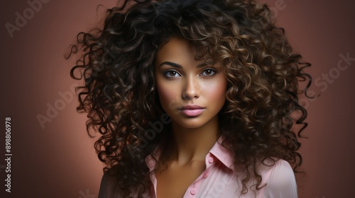 Woman Posing for Picture With Long Curly Hair