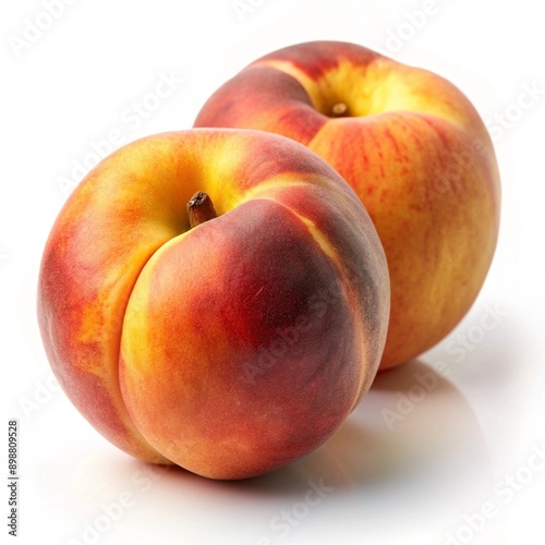 two peaches, on a white background
