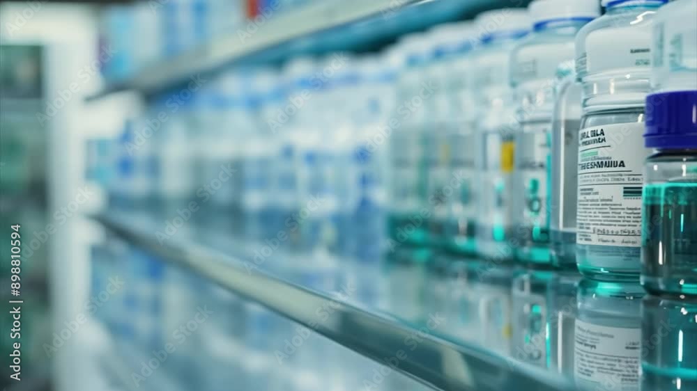 Aisle of Bottled Supplements in Store. Aisle of Bottled Supplements in Store.
