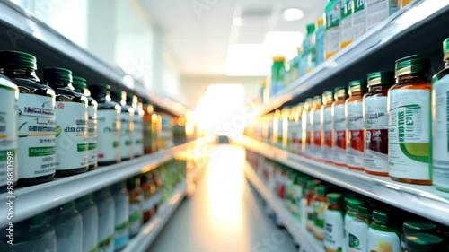 Wallpaper Mural Aisle of Bottled Supplements in Store. Torontodigital.ca